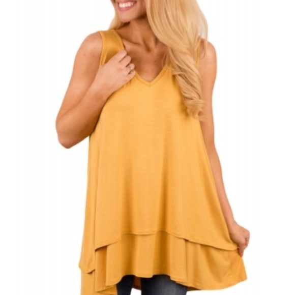 genevesca Tops - Small LAST 1 Sunflower yellow asymmetrical ruffle top